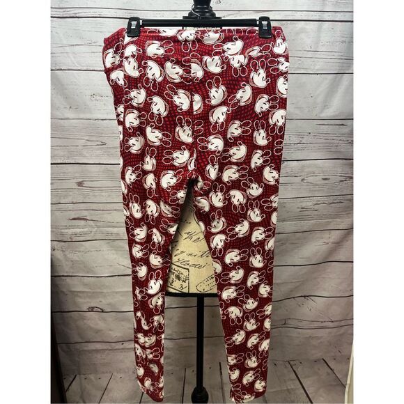 Lularoe Disney Mickey Mouse Leggings Adult OS One Size Red Casual - Picture 2 of 3